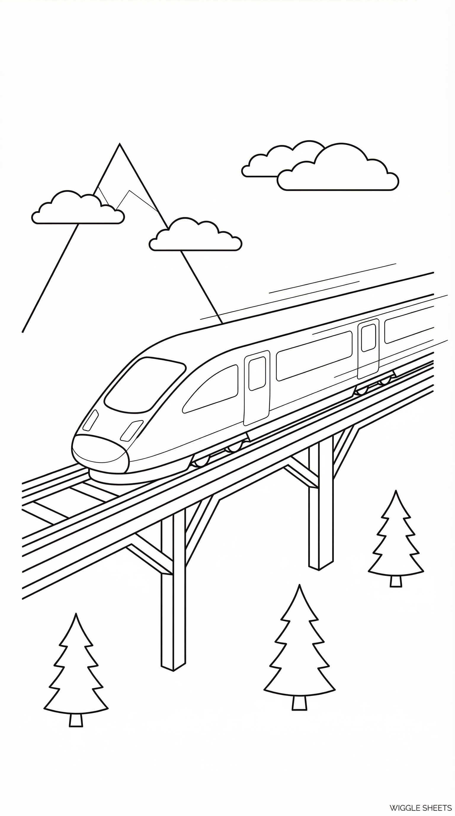 Bullet Train Journey Coloring Page